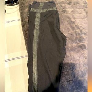 Black leather trim Athleta Leggings